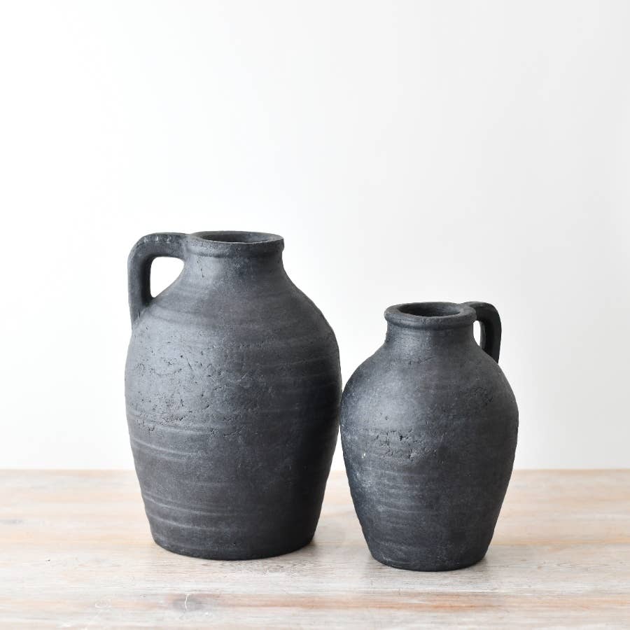 Ellie Charcoal Black Decorative Jug Vase 28cm
